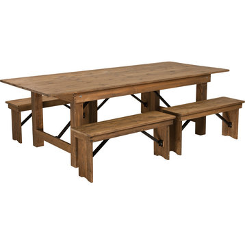 5-Piece 8'x40'' Farm Table and Bench Set