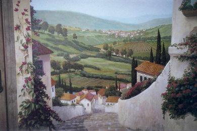 Inspiration for a mediterranean wine cellar remodel in Orange County