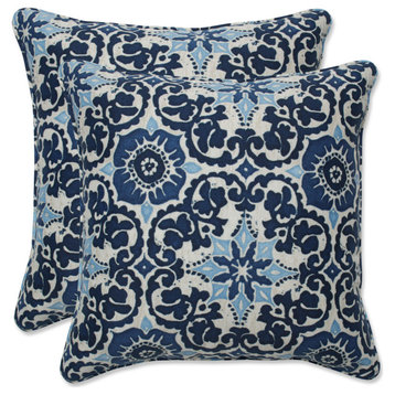 Woodblock Prism Blue 16.5" Throw Pillow, Set of 2