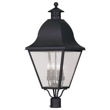 LIVEX LIGHTING 2548-04 4 Light Black Outdoor Post Lantern