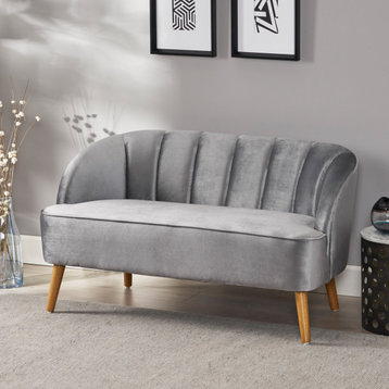 GDF Studio Scarlett Modern New Velvet Sofa, Pewter