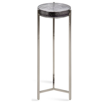 Aguilar Glam Drink Table, Silver, Glass, 8"x8"x23"