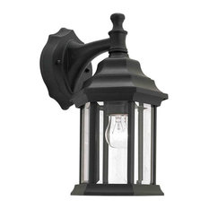 Forte Lighting 1 Light Cast Aluminum Outdoor Wall Lantern in Black