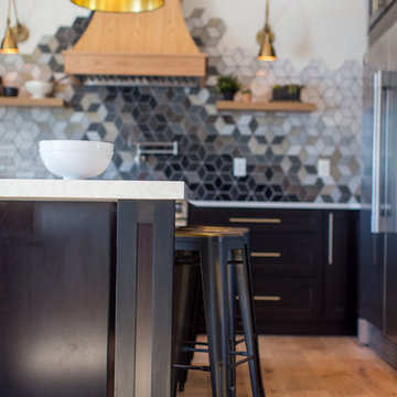 Custom Diamond Tiles merge with Handcrafted Subway Tile