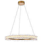 ELEGANT LIGHTING - Elegant Lighting 3506D26G Laurel LED 26 inch Gold pendant - Elegant Lighting 3506D26G Laurel LED 26 inch Gold pendantWhen you want dramatic, modern lighting for your home � but aren�t sure about the shape of the fixture � look into the Laurel collection. Featuring a round metal ring with radiating crystal balls attached at the ends all of which blend to create impressive visual effects.Style: modernCollection: Laurel Finish Color: GoldCrystal Trim: Royal CutCrystal Color: clearHardware Finish: GoldFixture Material: AluminumHardware Material: AluminumDimension(In): 26(W) x 2.8(H) x 26(L)Canopy Dimension(In): 5.9(W) x 1.8(H)Hanging Height Min/Max(in): 20/60Height Is Adjustable?: yesHeight Device Adjustable?: yesType Of Hanging Device: Steel wireChain, Rod, Or Cord Length(In): 78.7Chain, Rod, Or Cord Finish: TransparentWire Included(In): 78.7Wire Color: TransparentLight Direction: any DirectionLighting Canopy: YesVoltage: 110-120V