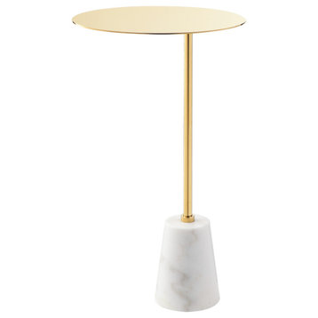 Gold Churchill Side Table White Genuine Marble