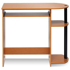 Furinno 32 in. Rectangular Espresso Computer Desk with Hutch