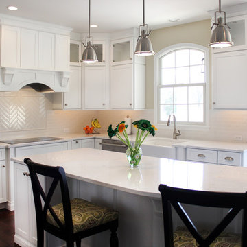 Custom White Kitchen and Eating Area Addition