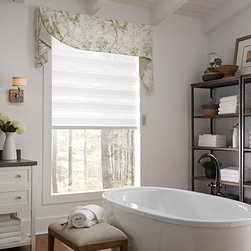 Allure&reg; Transitional Shades and Interior Masterpieces&reg; Asymmetrical Swag Fabric - Window Blinds