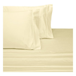 Royal Tradition - 100% Cotton Wrinkle-Resistant Solid Sheet Set, Ivory, Queen - Sheet And Pillowcase Sets