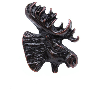 Moose Head Right Facing Cabinet Knob, Oil Rubbed Bronze