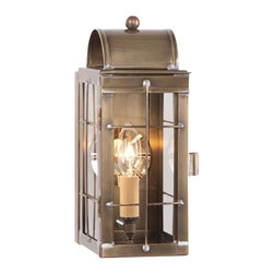 Saving Shepherd - Handcrafted Outdoor Colonial Lantern, Weathered Brass - Outdoor Wall Lights And Sconces