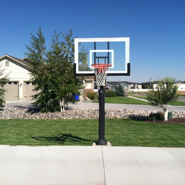 Justin T's Pro Dunk Silver Basketball System on a 50x50 in Rexburg, ID