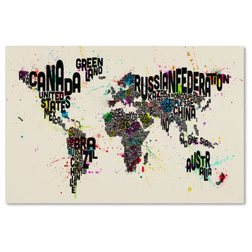 'Text Map of the World IV' Canvas Art by Michael Tompsett