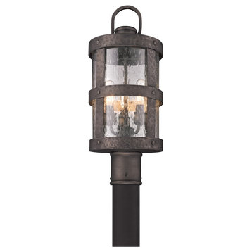 Barbosa, Outdoor Post Lantern, Barbosa Bronze Finish, Clear Seeded Glass
