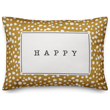 Happy Yellow and White Dalmatian 14x20 Indoor/Outdoor Pillow