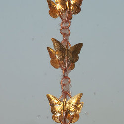 Copper Cascading Butterflies on Rings Rain Chain 8.5 ft - Rain Chains