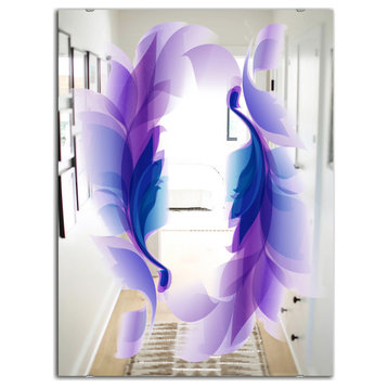 Designart Purple Feathers Bohemian And Eclectic Wall Mirror, 24x32