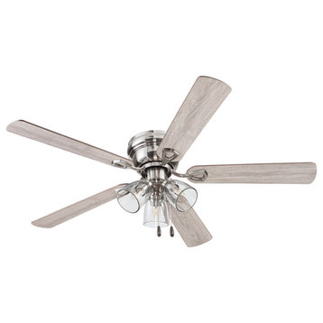 Prominence Home Renton Low Profile Ceiling Fan with Light, Brushed Nickel, 52