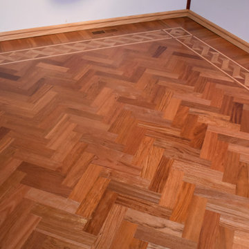 A Custom Herringbone Flooring Pattern With a Custom Border
