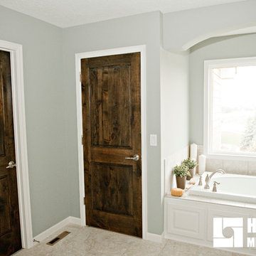 Knotty Alder Stained Dark with White Trim