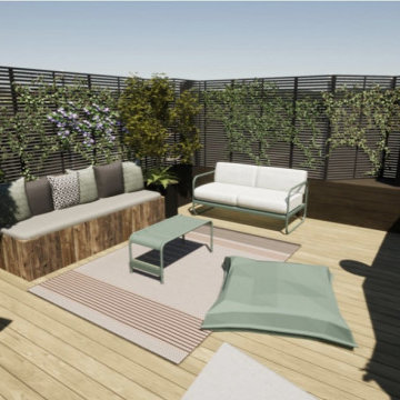 Création d'une terrasse sur le toit avec cuisine d'été