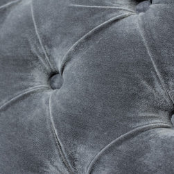 Hana Velvet Deep Buttoned Grey Velvet and Box Section Pipe Bench/Footstool - Upholstered Benches
