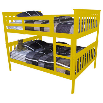 Pine Bunk Bed, Canary Yellow, Full Over Full