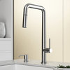 VIGO Parsons Pull-Down Kitchen Faucet With Soap Dispenser, Stainless Steel