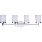 Maxim Lighting International - Cylinder 4-Light Bath Vanity Sconce - Brighten up your powder room with the classic Cylinder Bath Vanity Fixture. This 4-light vanity fixture is beautifully finished in unique color with glass shades to match your existing hardware. Whether hung over a pedestal sink or a full vanity, this fixture illuminates your space and sheds light on your morning and nightly routines.