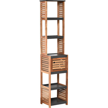 Bathroom Linen Storage Tower Cabinet Mahe Bamboo Wood, Elements