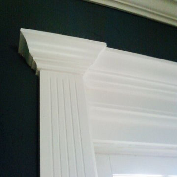 French door casing fluted detail and crown, in white