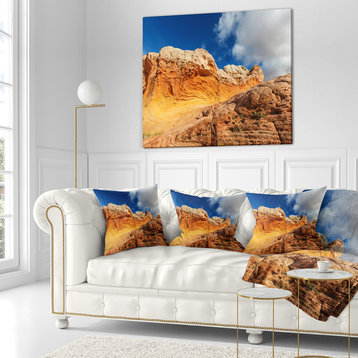 Vermillion Cliffs Under Blue Sky Landscape Printed Throw Pillow, 16"x16"