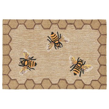 Frontporch Honeycomb Bee Indoor/Outdoor Rug Natural, Natural, 2'6x4'