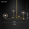 Art Deco Glass Ball LED Chandelier, Gold, 3 Balls, Transparent Glass, Cool Light