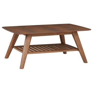 1-Shelf Mid-Century Wood Coffee Table in Walnut