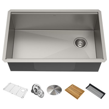 Undermount Stainless Steel 1-Bowl Kitchen Sink With Accessories, 32" Kwu110-32