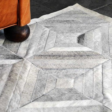 New Design - Gray Diamond Patchwork Cowhide Rug