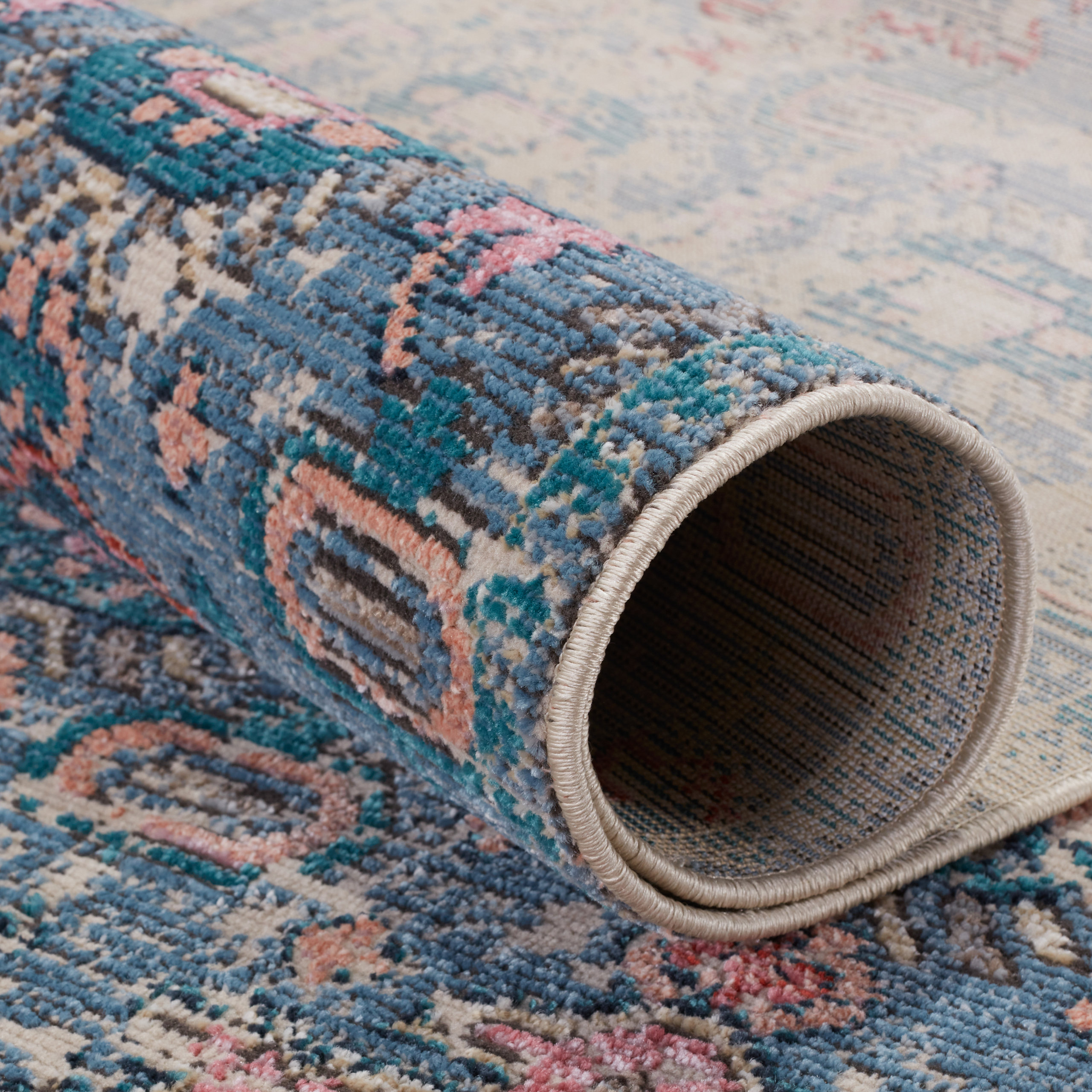 Vibe by Jaipur Living Farella Indoor/Outdoor Oriental Blue/Pink Area ...
