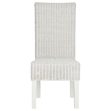 Sergio 18" Wicker Dining Chair, Set of 2,  White