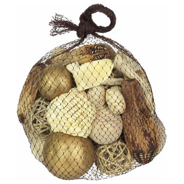 Bag of Metallic Gold and Natural White Dried Botanical Decorative Filler