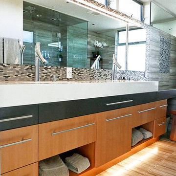 Contemporary Zebrawood & Glass Kitchen