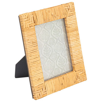 Handwoven Rattan Photo Frame, Natural(Holds 5" x 7" Photo