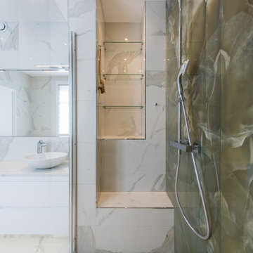 Salle de douche céramique Onice Verde & Calacatta