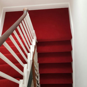Red Stair Carpet Installation in Chiswick