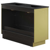 Modway Quantum 48" Double Sink Wood Bathroom Vanity in Black and Gold