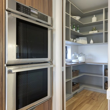 Antique Elm Flooring in a Modern Kitchen Pantry