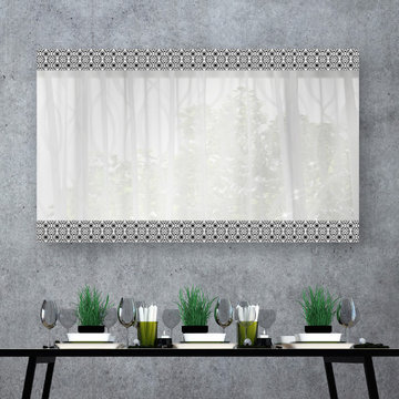 Black and White Geo Double Boarded Digital Imaged Wall Framed Mirror