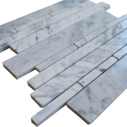 Horizontal Random Pattern White Carrara Stone Tile Mosaics Collection - Home Accessories & Decor
