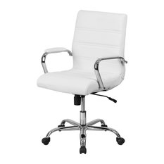 Delacora FF-GO-2286M 23"W LeatherSoft Blend Swivel Chair - White